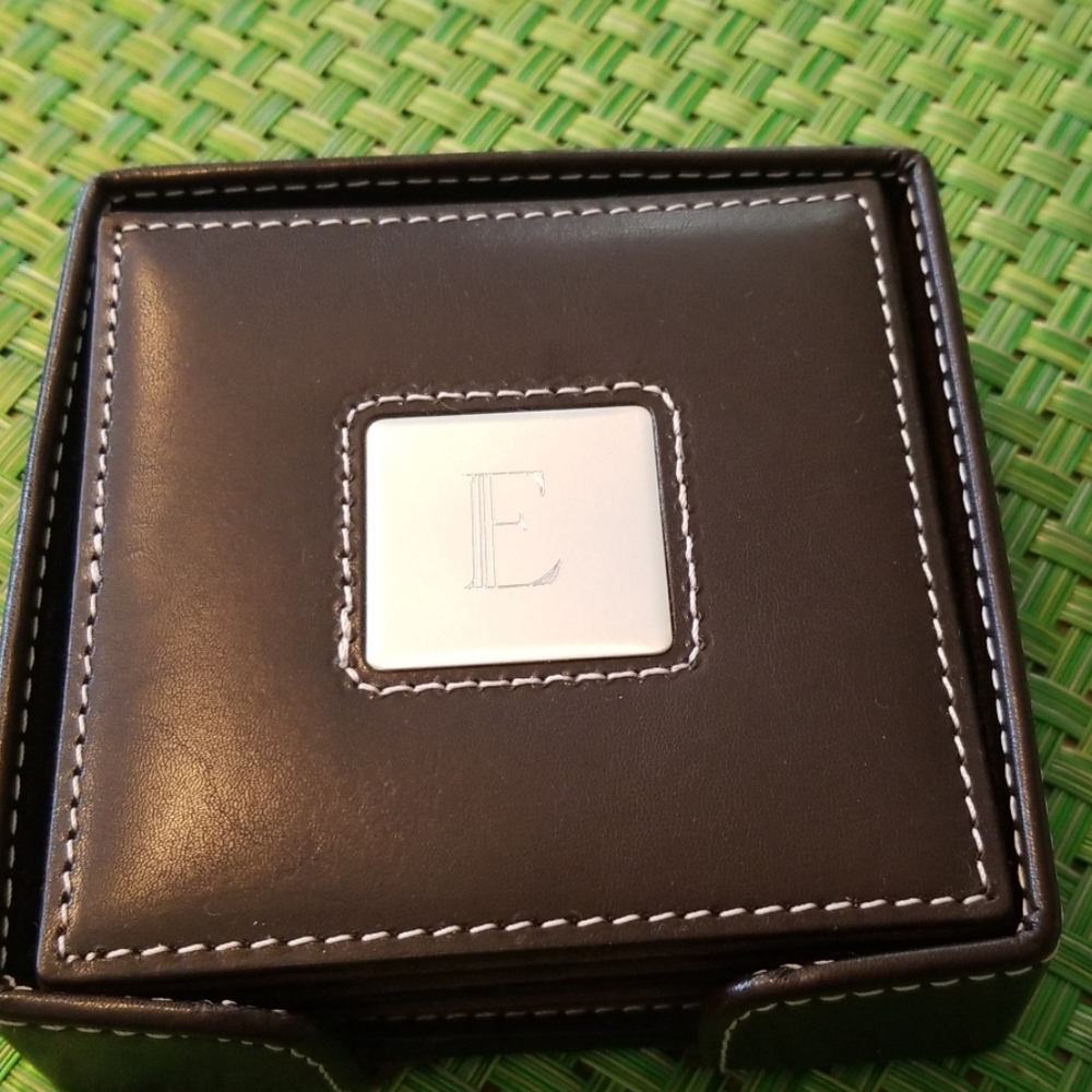 Engraved Red Envelope Leather Coasters